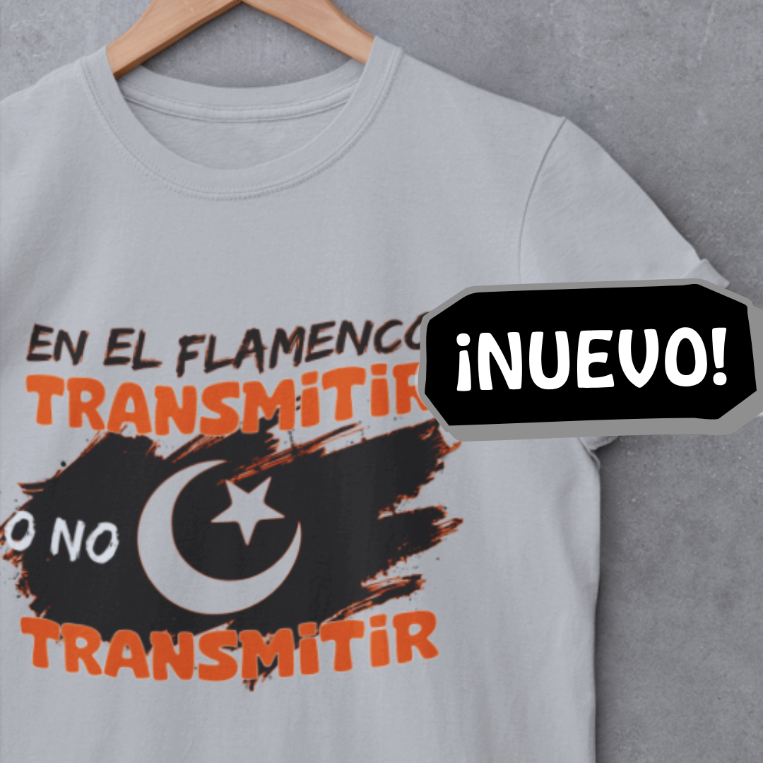Camiseta «Transmitir o No Transmitir» – Mensaje Flamenco en Naranja