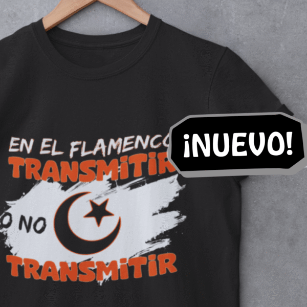 Camiseta "Transmitir o No Transmitir" – Mensaje Flamenco en Naranja - Imagen 3
